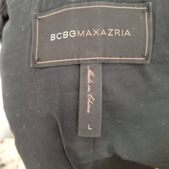 Vegan Leather Crop Biker Jacket Sz Lg Black Lined Quilted Zipped BCBGMAXAZRIA - Picture 9 of 13